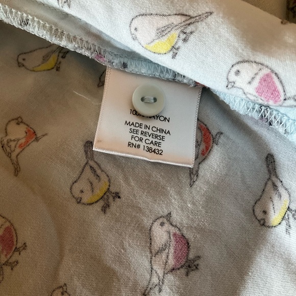 Modcloth Blue Bird Print Buttoned Mandarin Collar Blouse - Picture 9 of 9